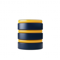 A modern stack of data storage components with vibrant colors and clean design. png
