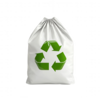 A reusable bag featuring the recycling symbol promotes sustainable living and eco-friendly habits. png
