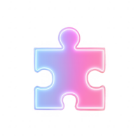 A stylish, glowing puzzle piece symbolizing teamwork and problem-solving. png