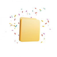 A vibrant illustration featuring a yellow file icon with colorful confetti around it. png