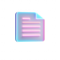 A vibrant neon document illustration with glowing lines for modern digital design projects. png