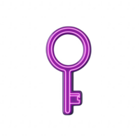 A vibrant neon key symbolizing security and access in a modern design. png