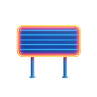 A vibrant neon sign with colorful lighting and a blank space for messages or advertisements. png