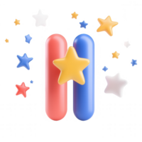 Colorful abstract shapes with stars create a playful and vibrant design element. png