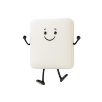 Cute, smiling character made of soft material, ideal for playful designs and illustrations. png