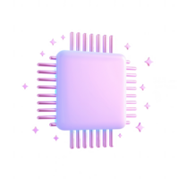 Futuristic microchip design with vibrant colors and glowing effects. png