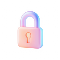 Modern 3D lock icon with a gradient design for security concepts. png