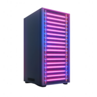 Modern computer hardware with vibrant lighting, showcasing innovative design and power. png