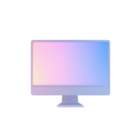 Sleek modern computer monitor with a gradient screen, showcasing digital innovation. png
