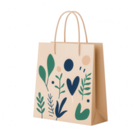 Stylish paper bag with botanical prints perfect for eco-friendly shopping. png
