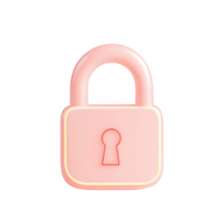 Stylish pink padlock icon representing security and protection in digital design. png