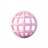 Stylized pink globe icon, representing global connectivity and modern design. png