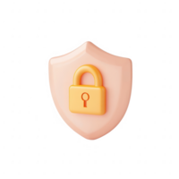 Stylized shield with a padlock representing cybersecurity and digital protection. png