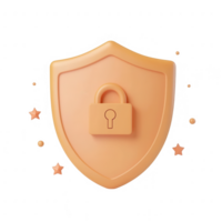 Stylized shield with a lock symbol, representing digital security and protection. png