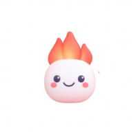 A cute animated character with a friendly expression and colorful flame-like hair. png