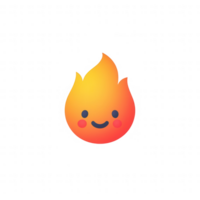 A cheerful flame icon with a friendly face, perfect for creative projects. png