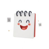 A cheerful notebook illustration with a smiling face, ideal for creative projects. png