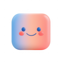 A cheerful, gradient smiley face icon with a soft, rounded design. png