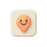 A cheerful location pin icon, perfect for maps or navigation apps. png