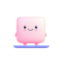 A cheerful pink cube character designed for playful and creative projects. png