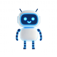 uma alegre robô com azul acentos, simbolizando amigáveis ai e inovação. png