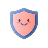A cheerful shield icon symbolizing protection and security in a friendly style. png