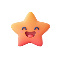 A cheerful star character with a smiling face and vibrant colors. png