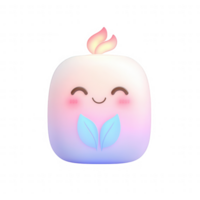 A cheerful, cute character with a leaf design, radiating warmth and positivity. png