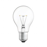A clear light bulb illuminates with a glowing filament, symbolizing ideas and innovation. png