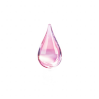 A clear pink droplet isolated against a black background, symbolizing freshness. png