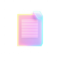 A colorful, glowing document icon representing digital information and creativity. png