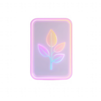 A colorful neon leaf icon representing nature and freshness in a modern design. png