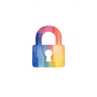 A colorful lock symbol representing security and protection in digital assets. png