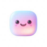 A cute, colorful smiling emoji character with a soft and friendly appearance. png