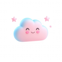 A cute, smiling cloud surrounded by sparkling stars in a whimsical design. png