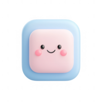 A cute, smiling character icon with a pastel color scheme for digital use. png