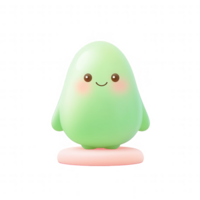 uma bonitinho, sorridente verde personagem com uma volta forma, perfeito para brincalhão projetos. png