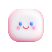 A cute, smiling 3D character icon with soft pastel colors. png