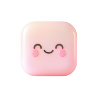 A cute smiling icon with a soft pink gradient and friendly facial features. png