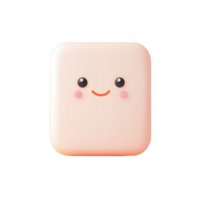 A cute, smiling character design with a soft pink color palette. png