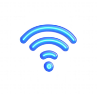 A glowing blue Wi-Fi symbol representing wireless connectivity and internet access. png