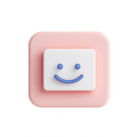 A minimalist and cheerful icon featuring a smiley face on a pastel background. png