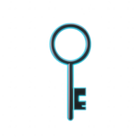A modern, stylized key design illustrating innovation and security concepts. png