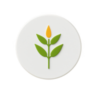 A simple and modern illustration of a sprouting plant with green leaves and a yellow bud. png