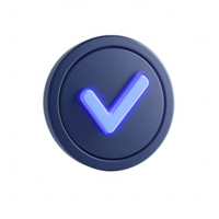 A sleek blue checkmark icon representing approval or confirmation in digital design. png