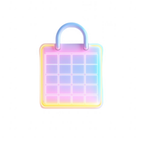 A vibrant, multicolored shopping bag with an innovative design and grid pattern. png