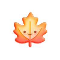 A vibrant, cheerful leaf character with a smiling face in warm autumn colors. png