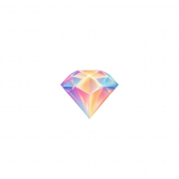 A vibrant, colorful diamond shape with a sparkling effect on a black background. png
