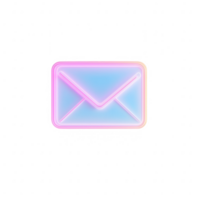 A vibrant neon envelope icon representing communication and digital messaging. png