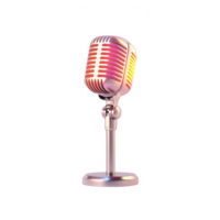 A vintage microphone with colorful lighting, ideal for music and audio-related projects. png